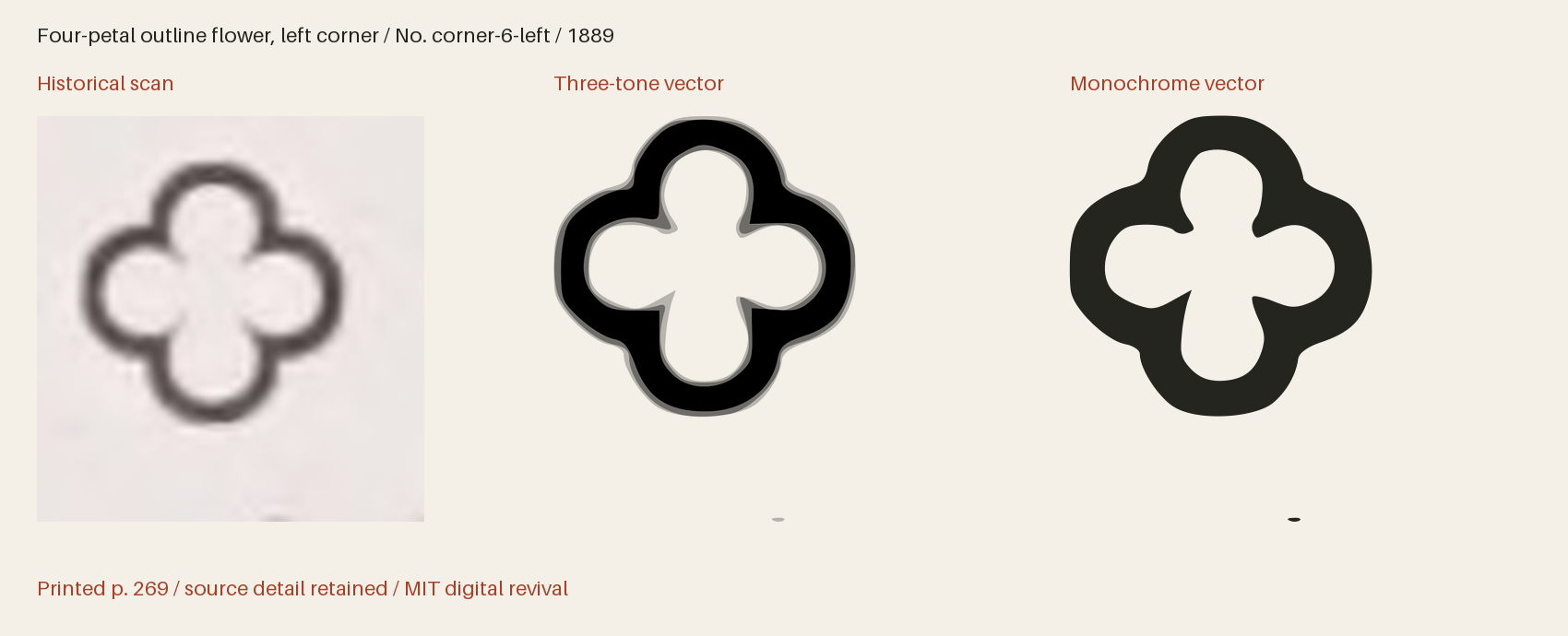 Historical scan beside the three-tone and monochrome vector revivals
