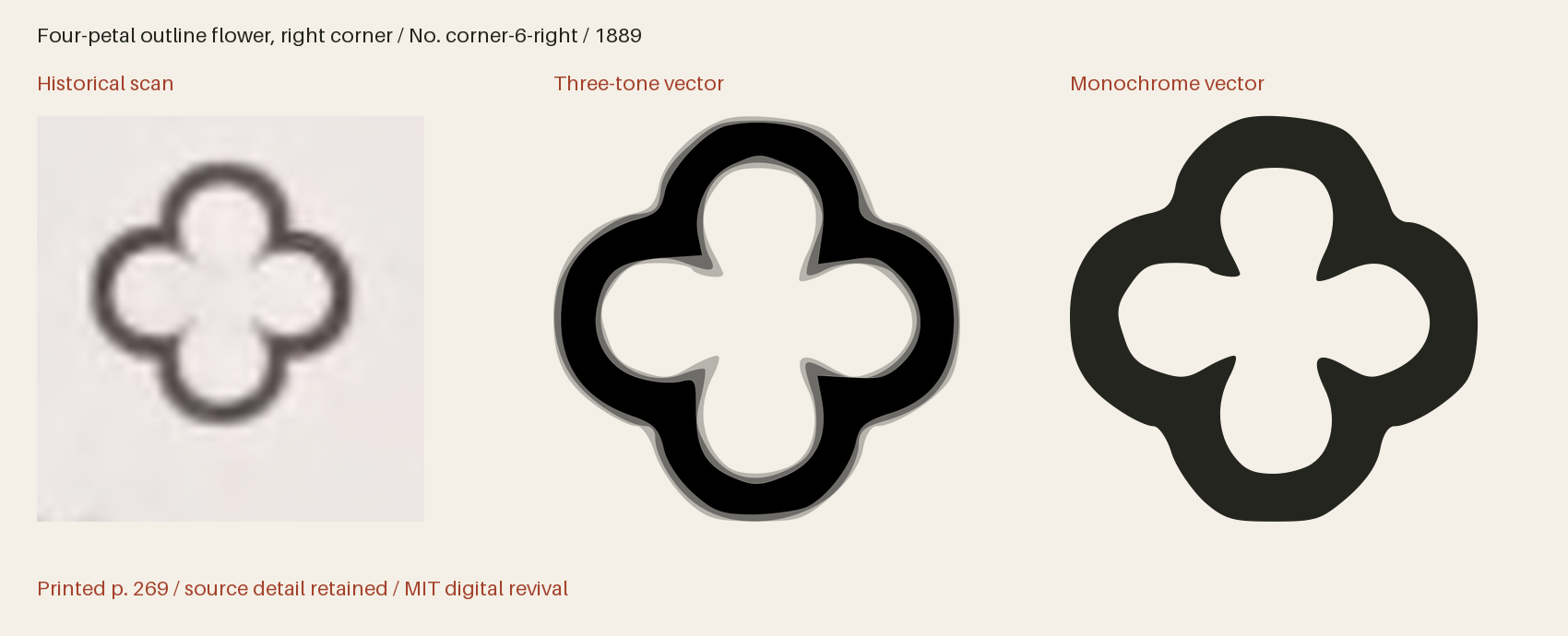 Historical scan beside the three-tone and monochrome vector revivals