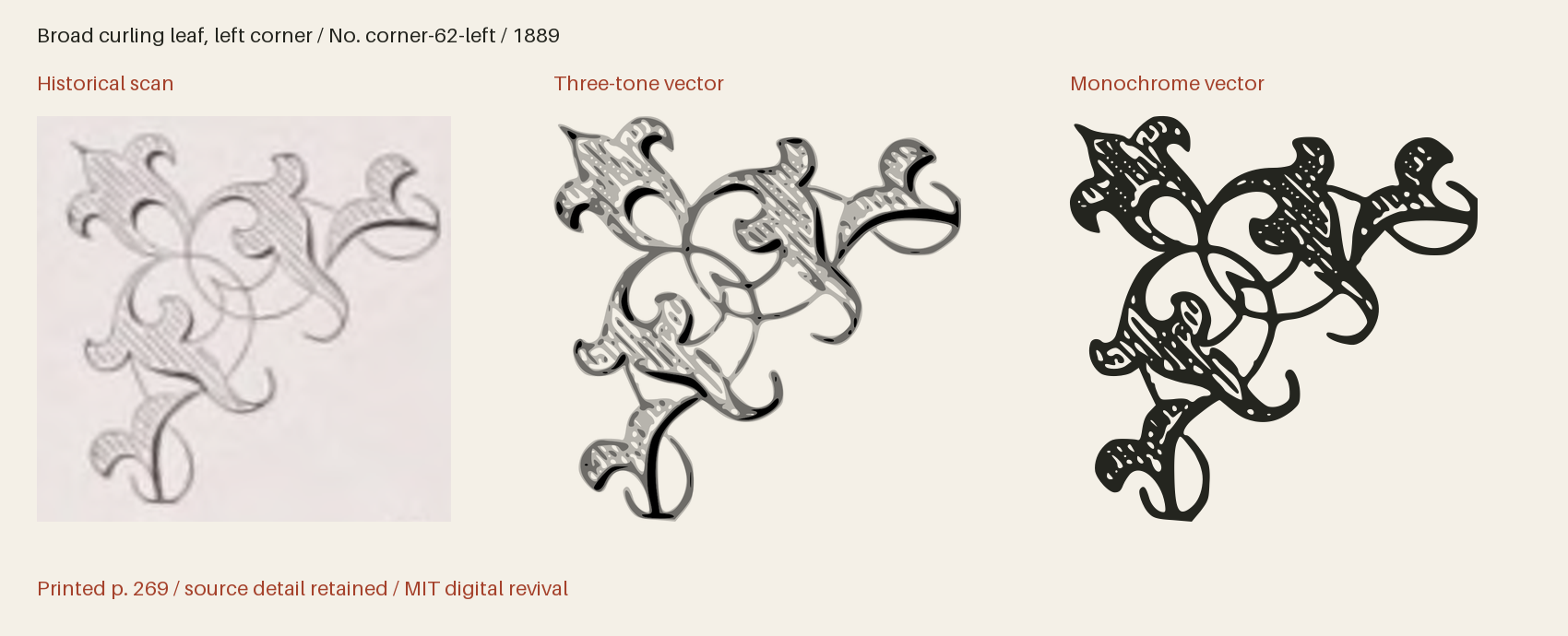 Historical scan beside the three-tone and monochrome vector revivals