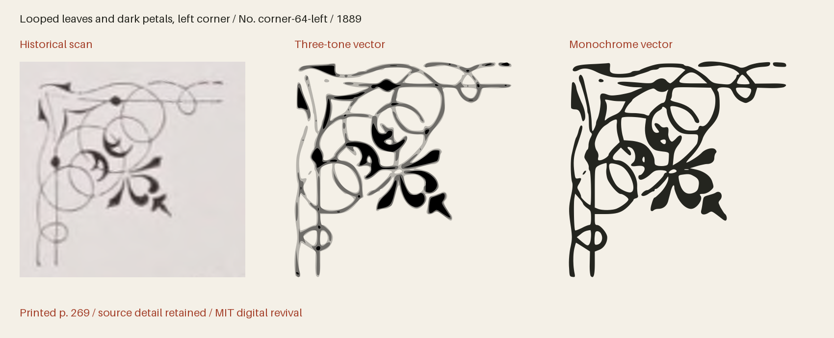 Historical scan beside the three-tone and monochrome vector revivals