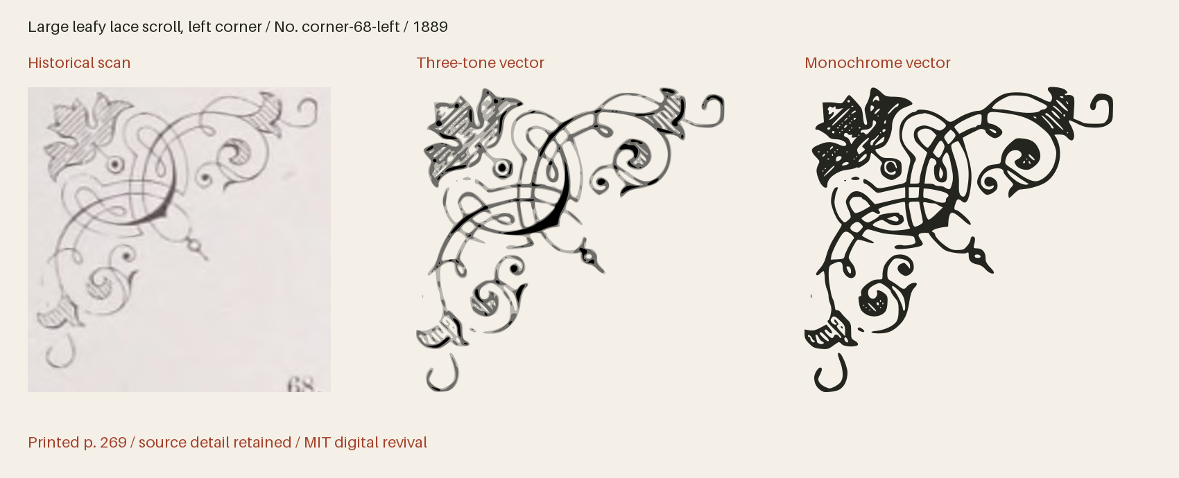 Historical scan beside the three-tone and monochrome vector revivals