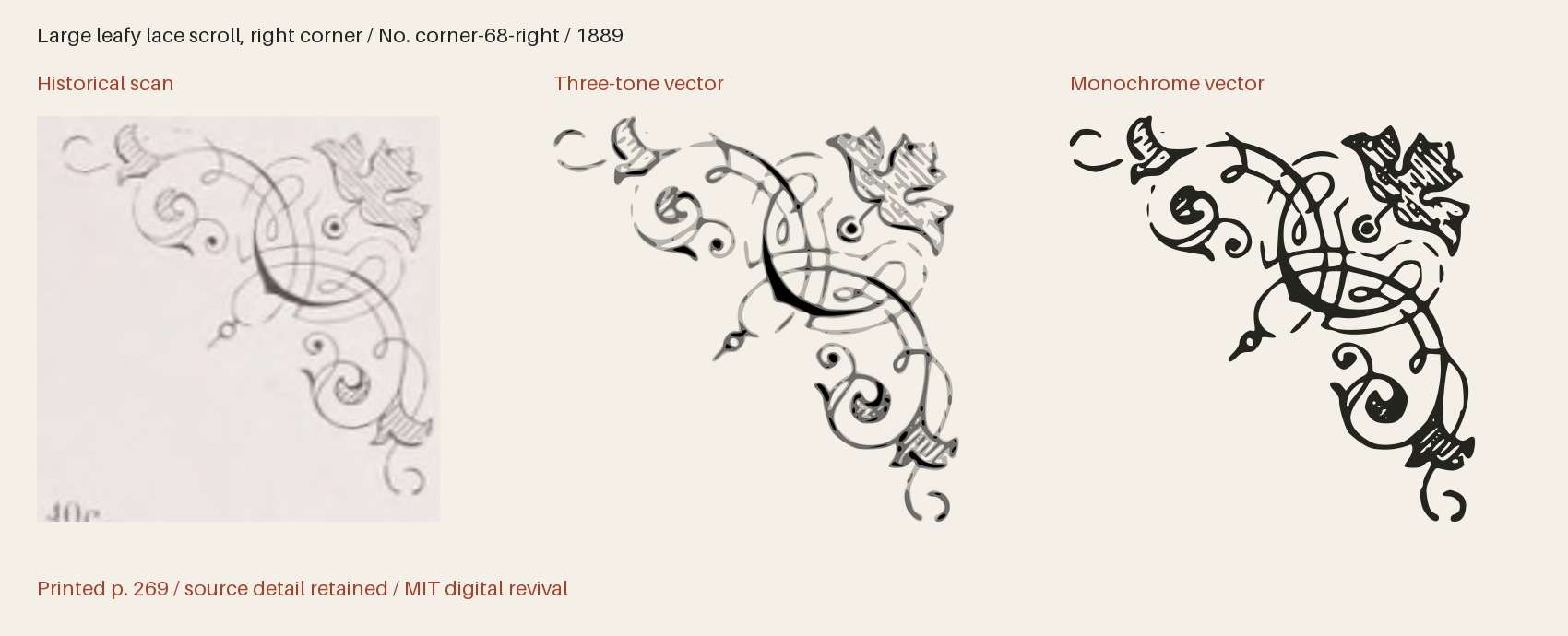 Historical scan beside the three-tone and monochrome vector revivals