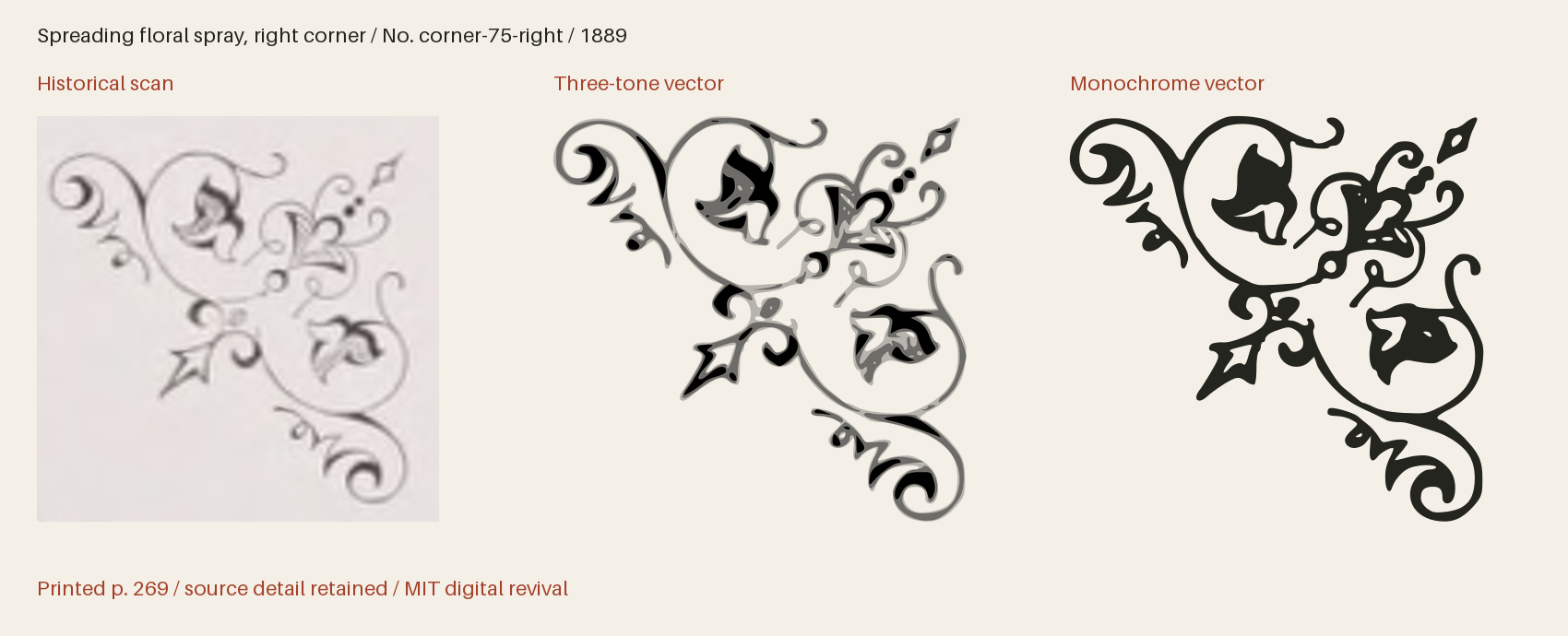 Historical scan beside the three-tone and monochrome vector revivals