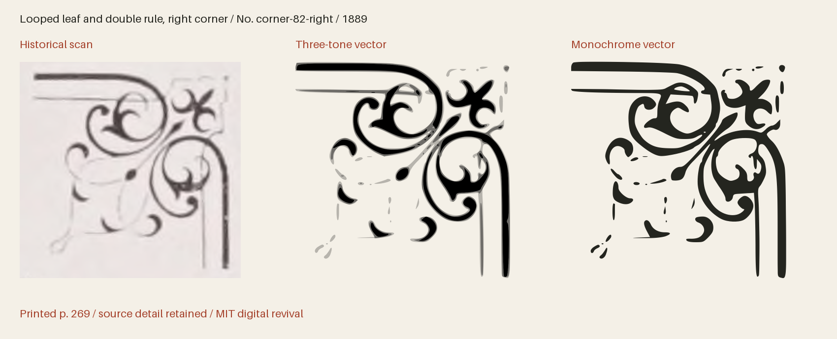 Historical scan beside the three-tone and monochrome vector revivals