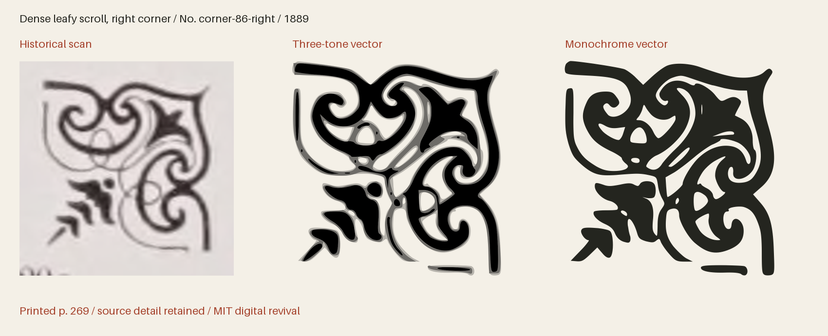 Historical scan beside the three-tone and monochrome vector revivals