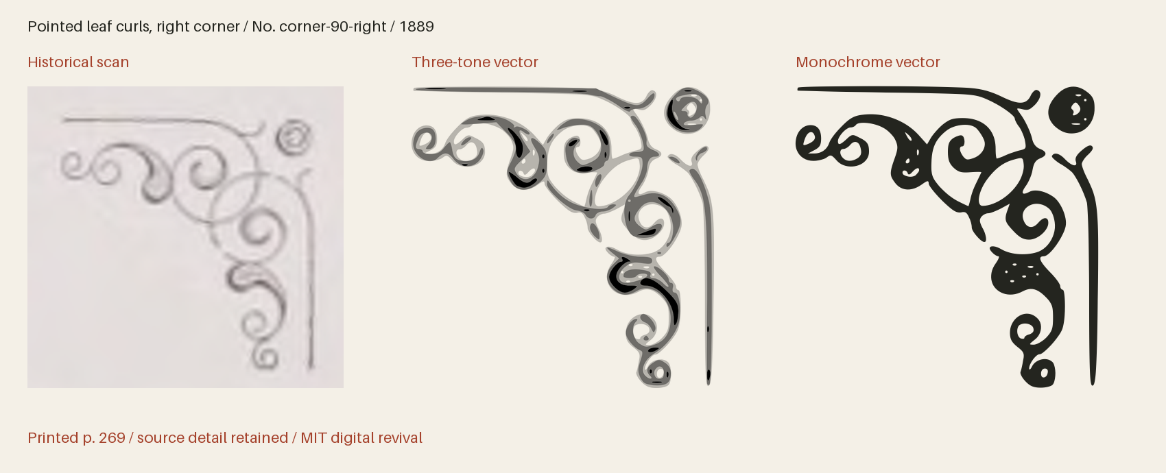 Historical scan beside the three-tone and monochrome vector revivals
