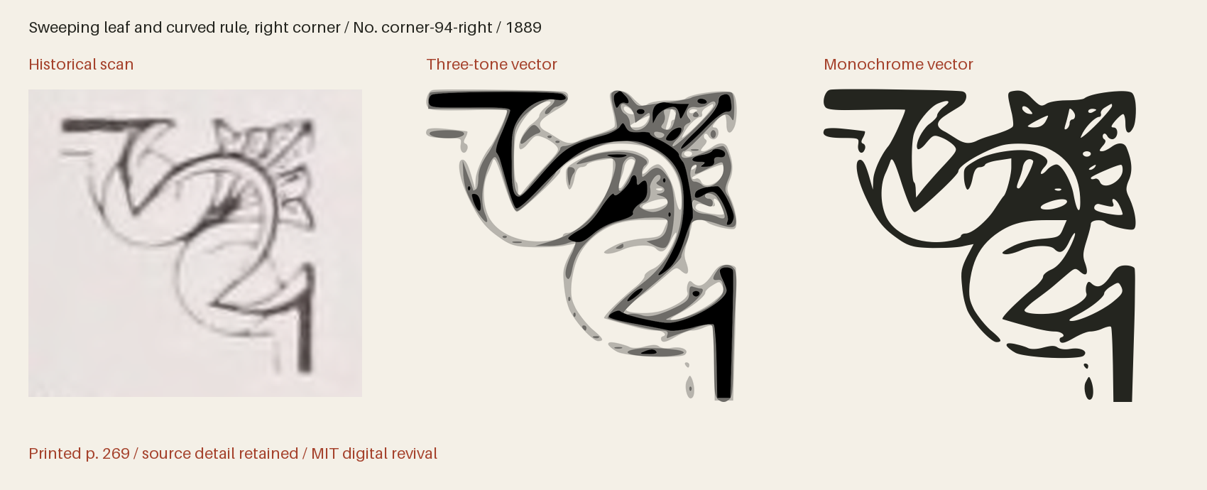 Historical scan beside the three-tone and monochrome vector revivals