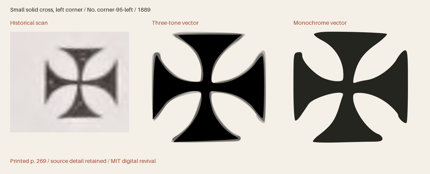Historical scan beside the three-tone and monochrome vector revivals
