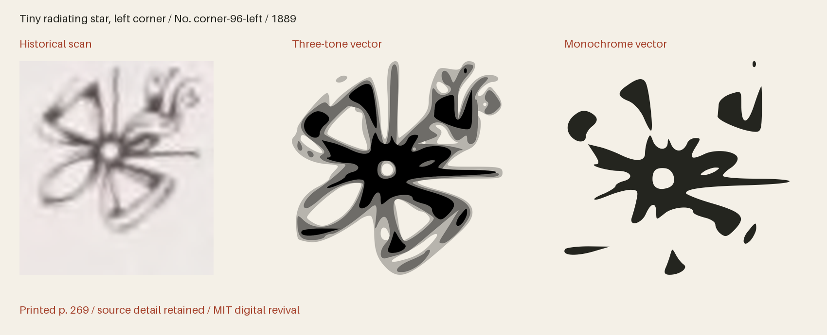 Historical scan beside the three-tone and monochrome vector revivals