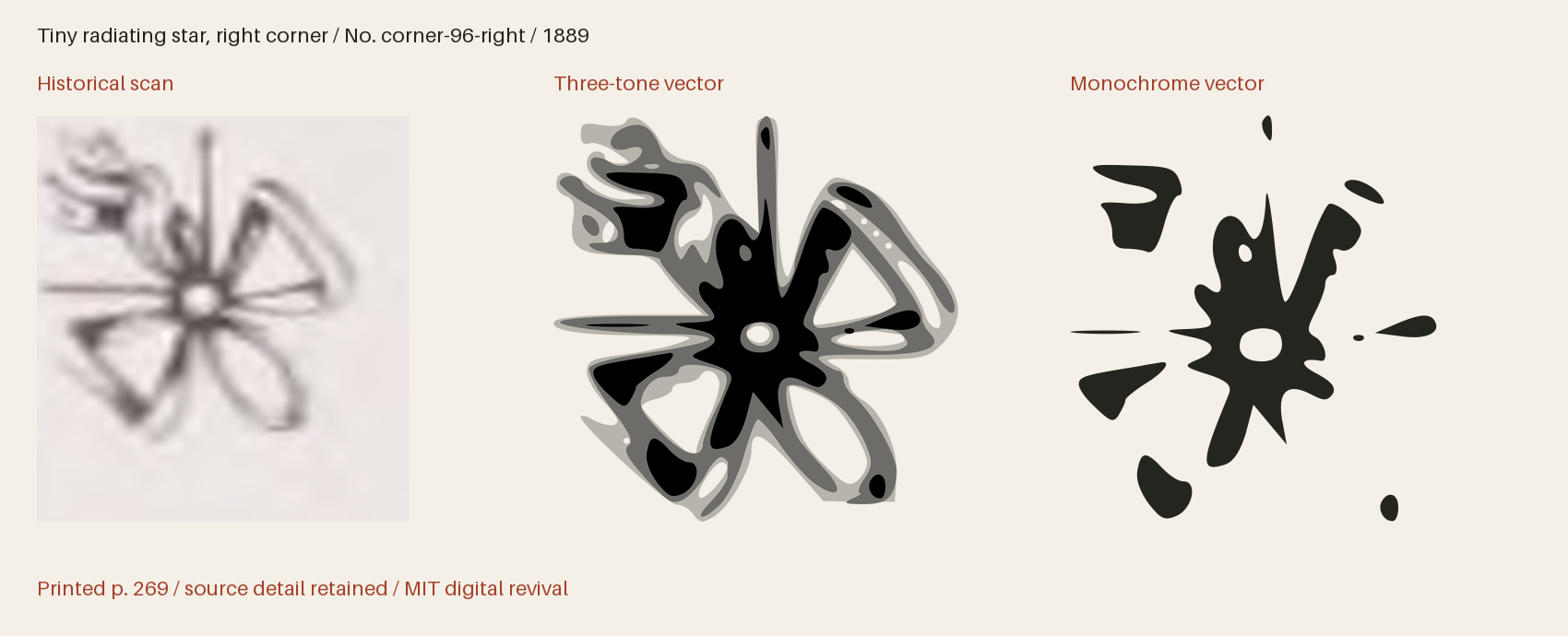 Historical scan beside the three-tone and monochrome vector revivals