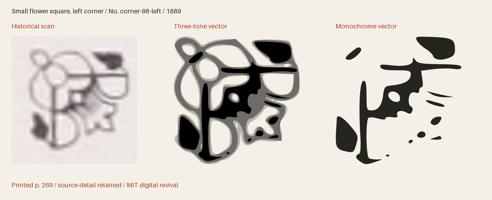 Historical scan beside the three-tone and monochrome vector revivals
