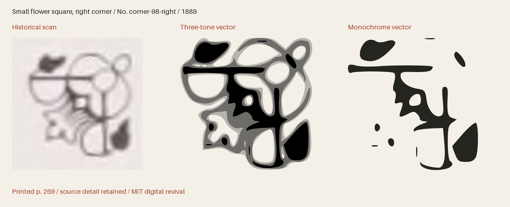 Historical scan beside the three-tone and monochrome vector revivals