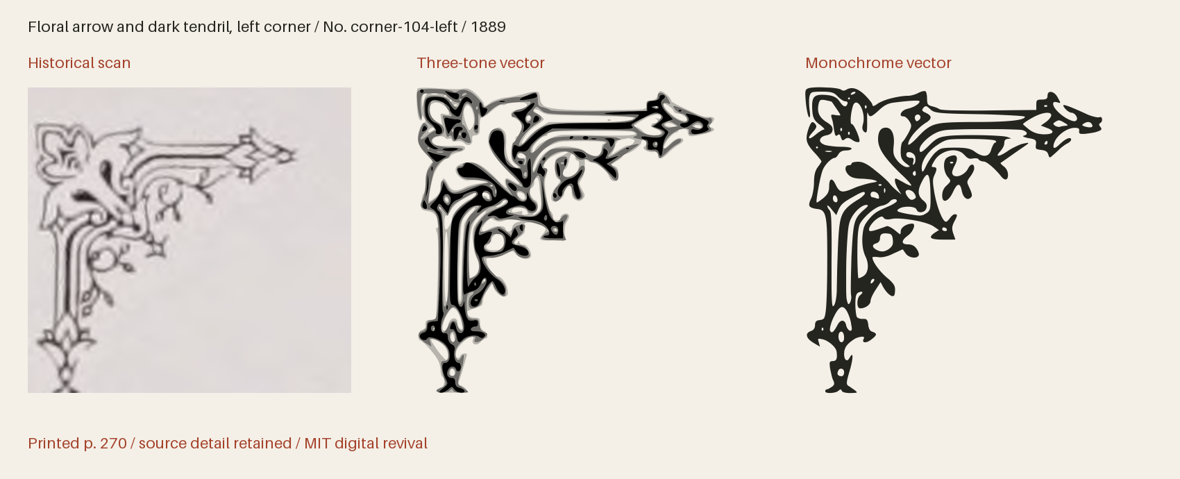 Historical scan beside the three-tone and monochrome vector revivals