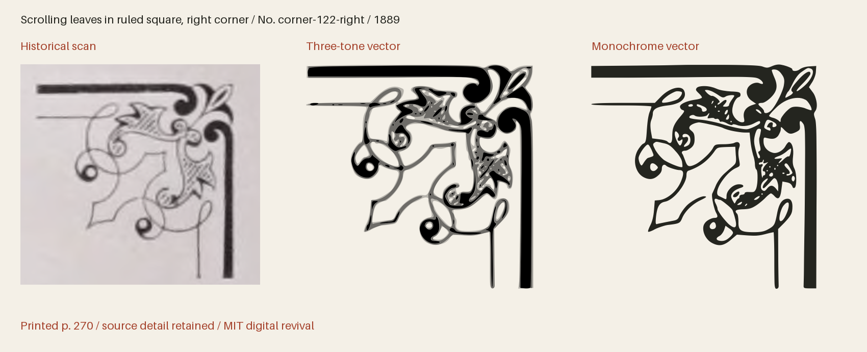 Historical scan beside the three-tone and monochrome vector revivals