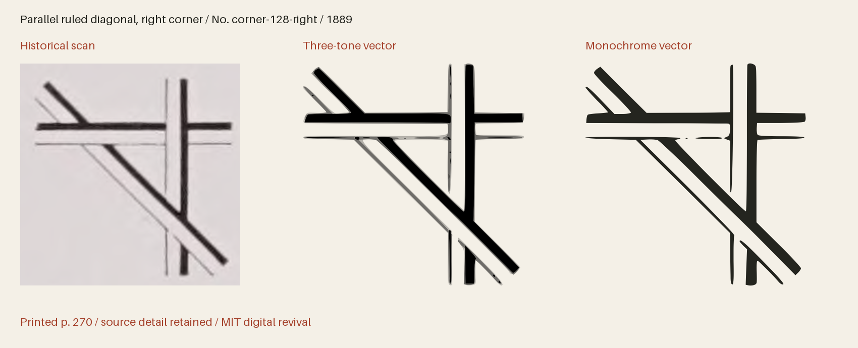 Historical scan beside the three-tone and monochrome vector revivals