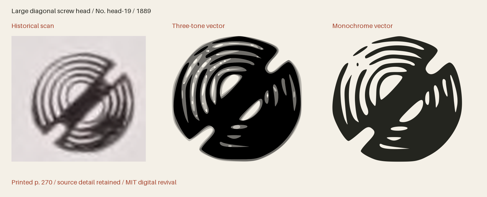 Historical scan beside the three-tone and monochrome vector revivals