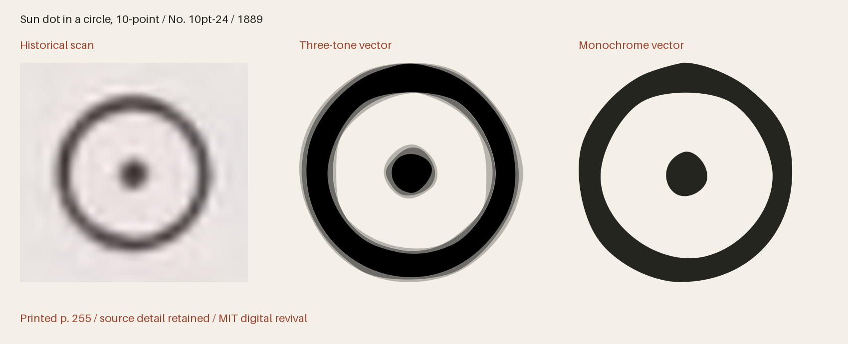 Historical scan beside the three-tone and monochrome vector revivals