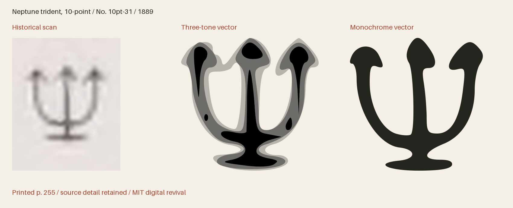 Historical scan beside the three-tone and monochrome vector revivals