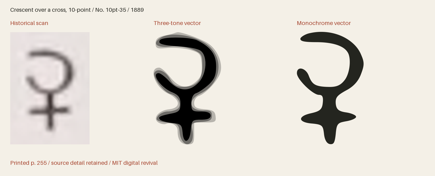 Historical scan beside the three-tone and monochrome vector revivals