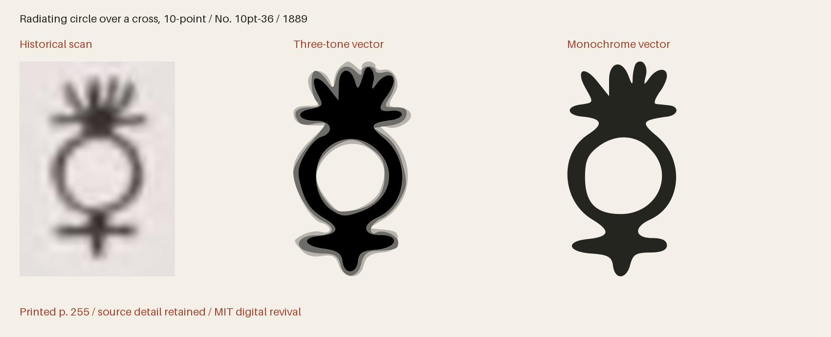 Historical scan beside the three-tone and monochrome vector revivals