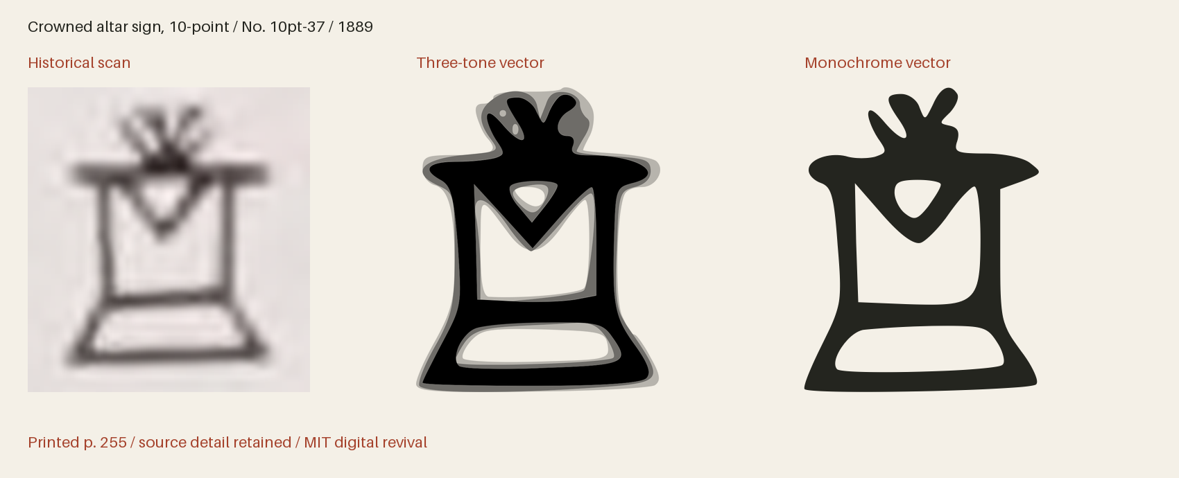 Historical scan beside the three-tone and monochrome vector revivals