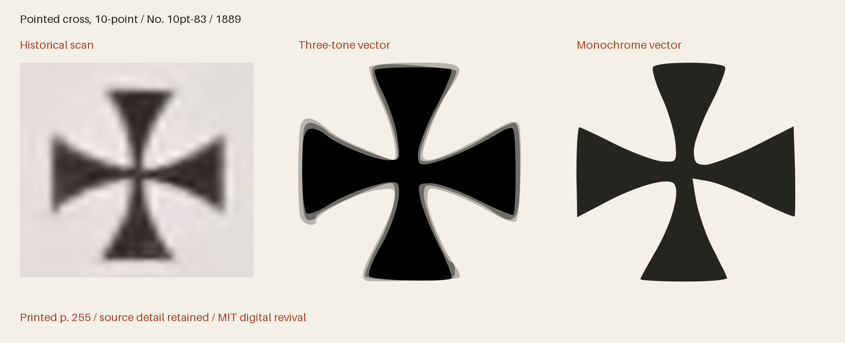Historical scan beside the three-tone and monochrome vector revivals