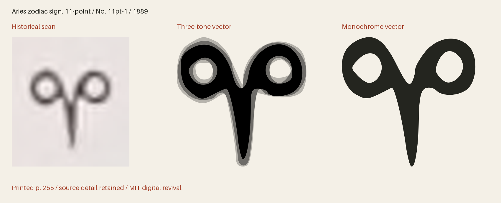 Historical scan beside the three-tone and monochrome vector revivals