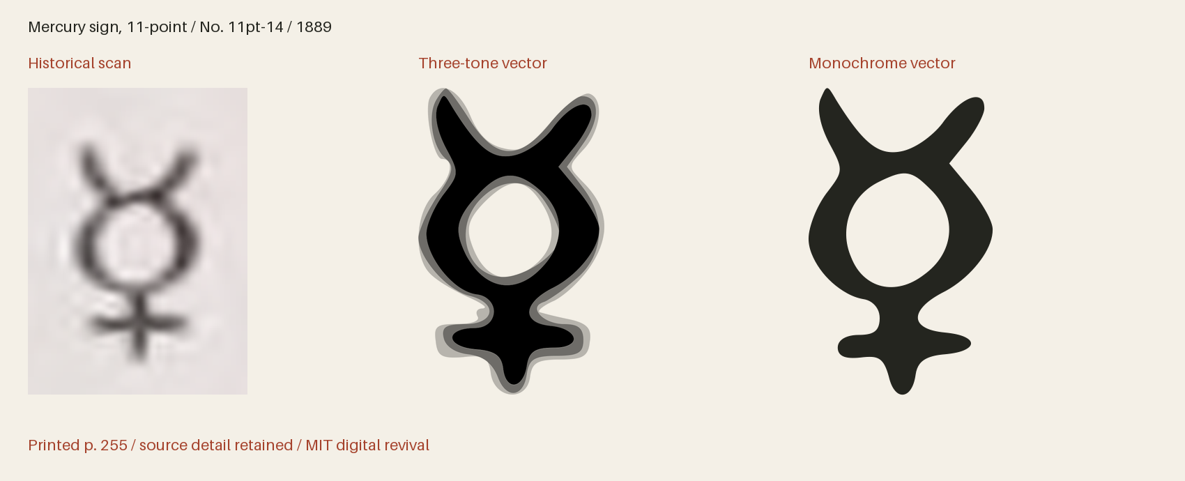 Historical scan beside the three-tone and monochrome vector revivals
