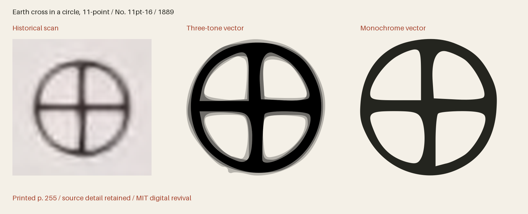 Historical scan beside the three-tone and monochrome vector revivals