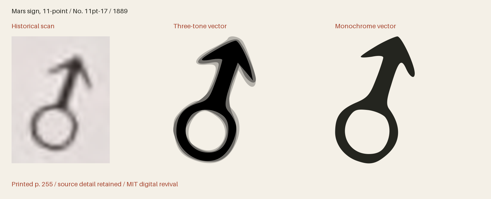 Historical scan beside the three-tone and monochrome vector revivals