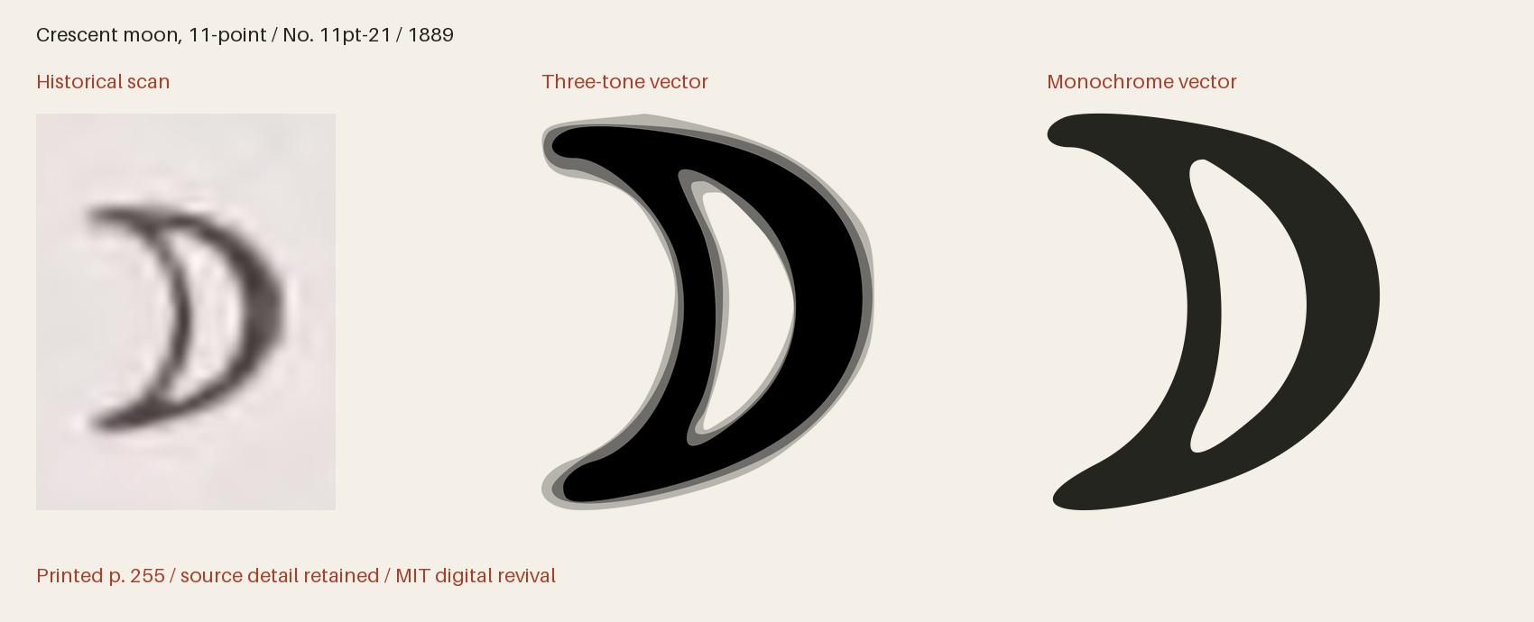 Historical scan beside the three-tone and monochrome vector revivals