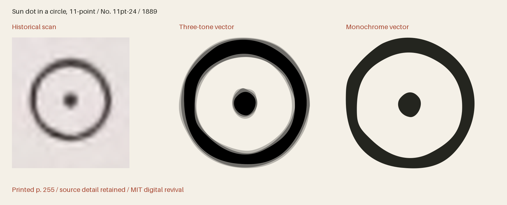 Historical scan beside the three-tone and monochrome vector revivals