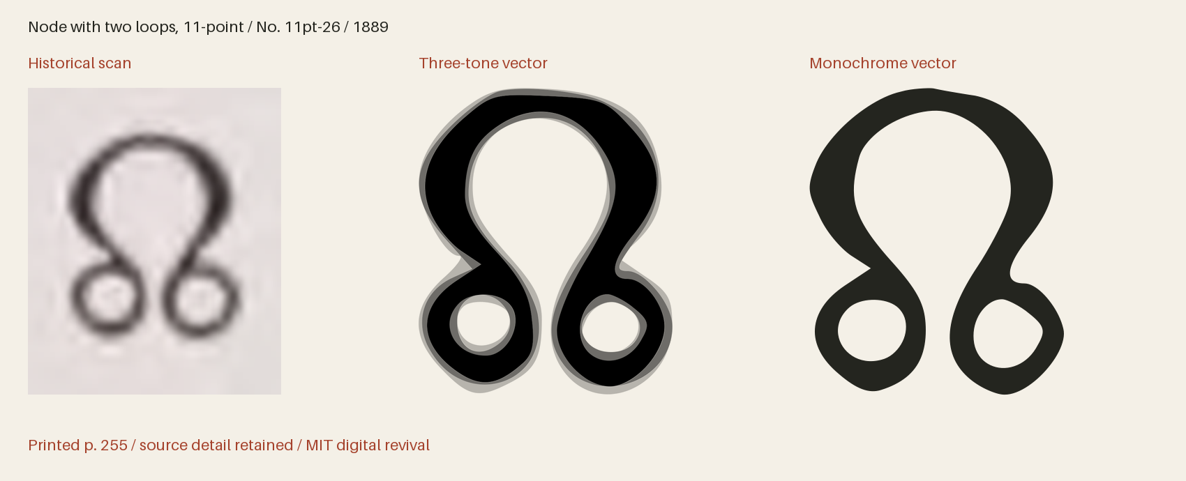 Historical scan beside the three-tone and monochrome vector revivals