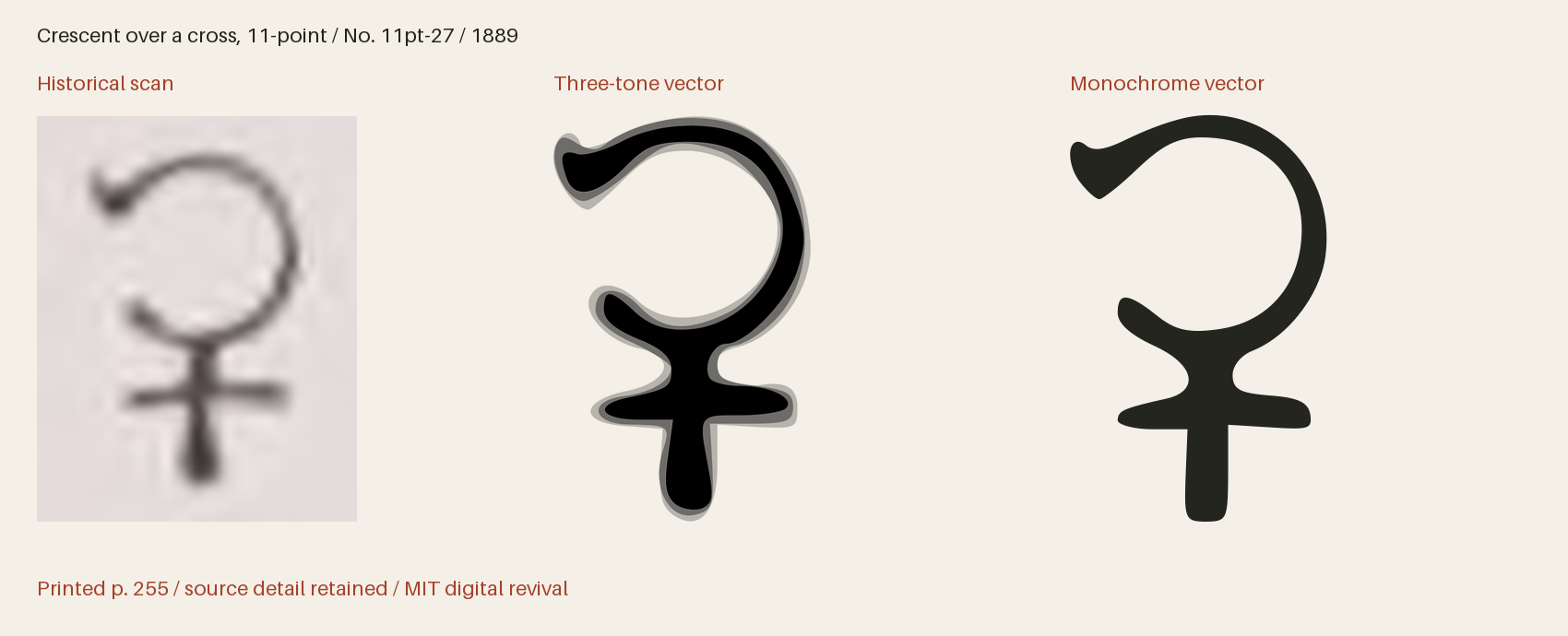Historical scan beside the three-tone and monochrome vector revivals