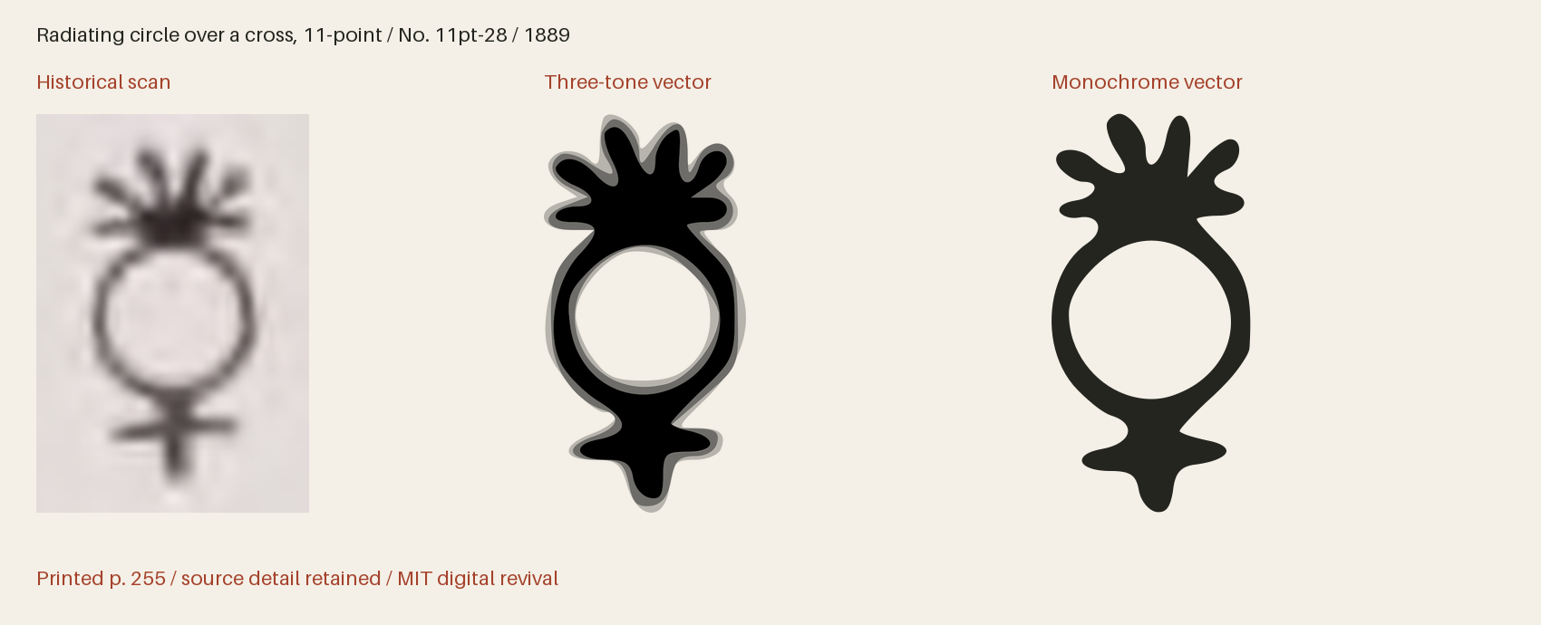 Historical scan beside the three-tone and monochrome vector revivals