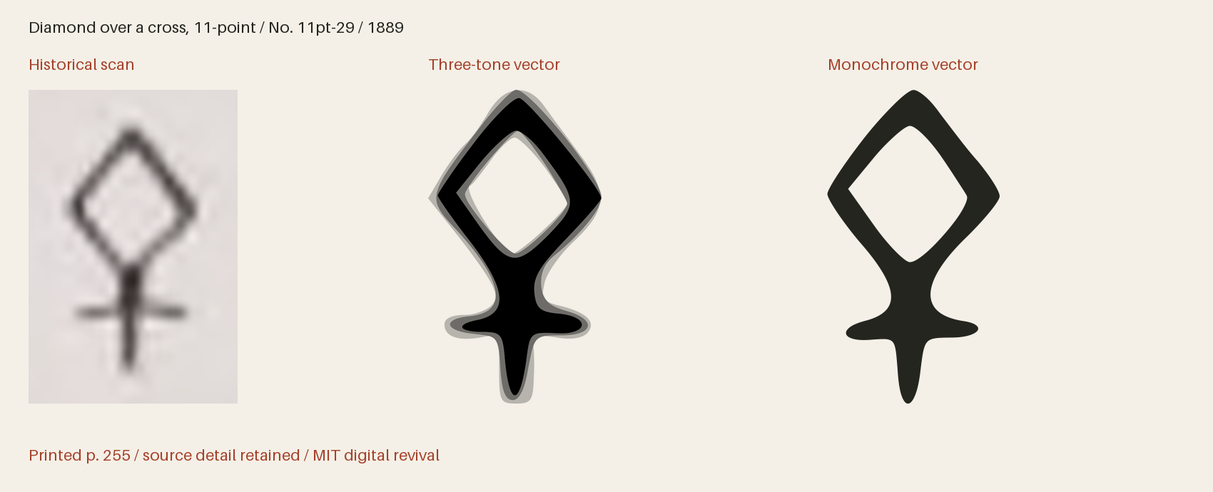 Historical scan beside the three-tone and monochrome vector revivals