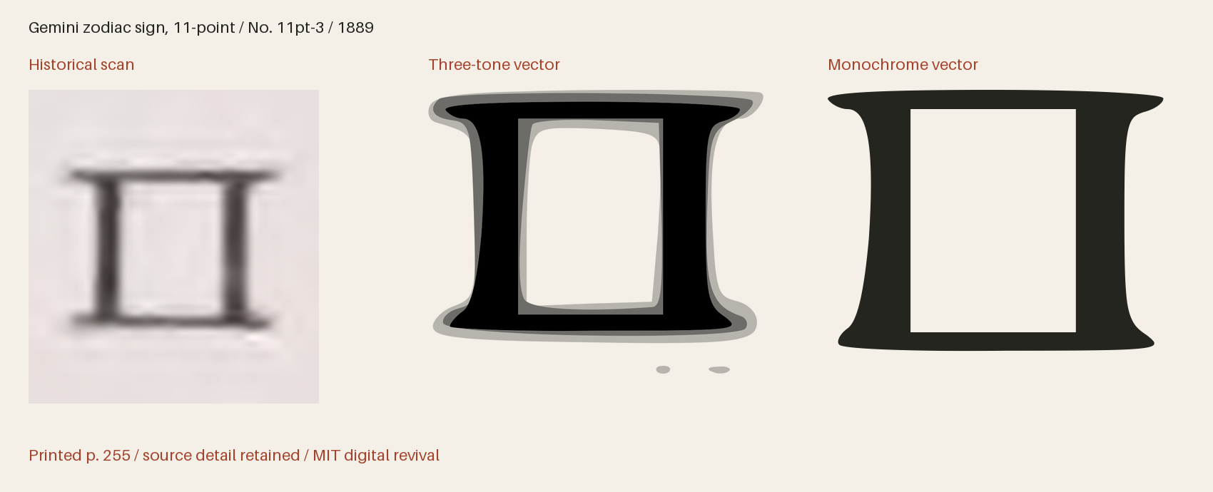 Historical scan beside the three-tone and monochrome vector revivals