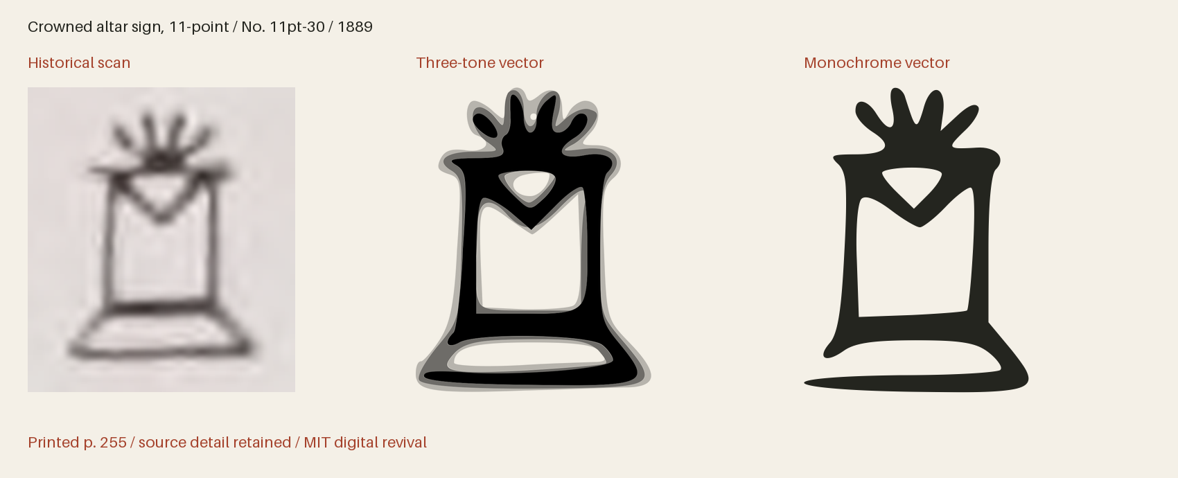 Historical scan beside the three-tone and monochrome vector revivals