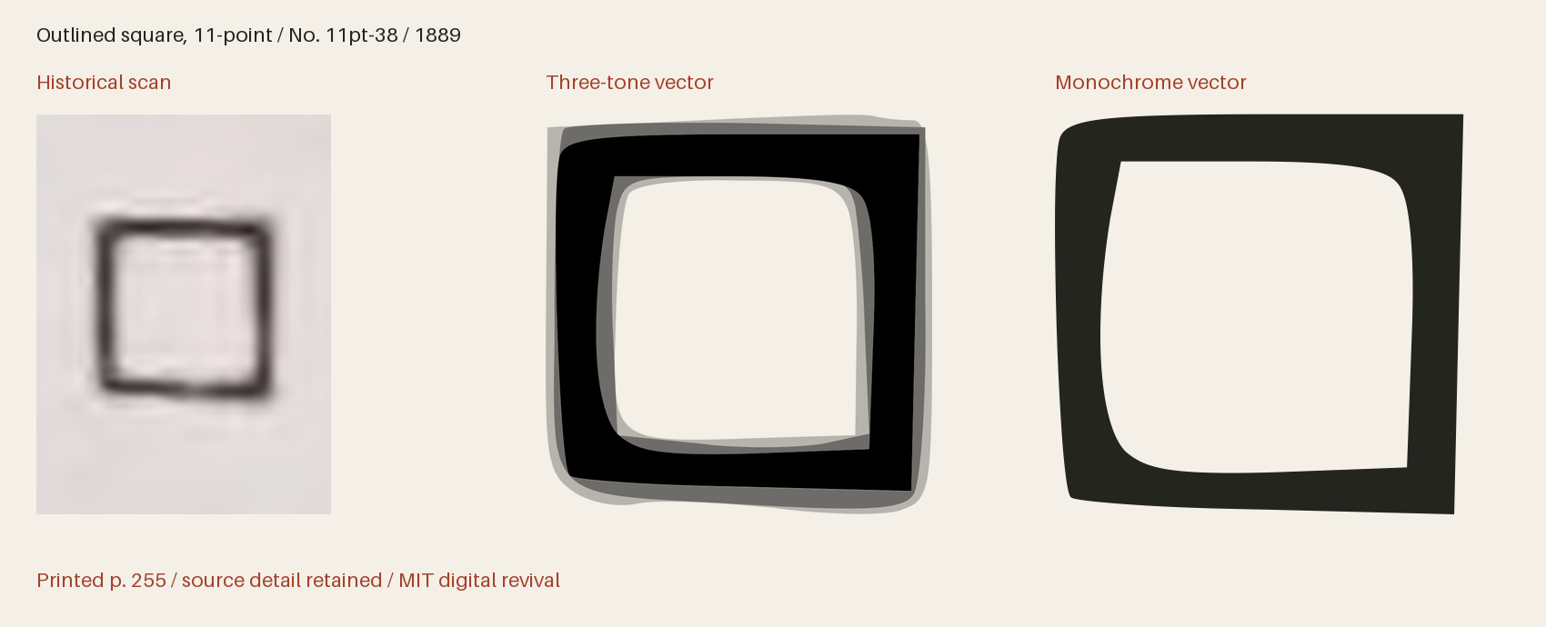 Historical scan beside the three-tone and monochrome vector revivals