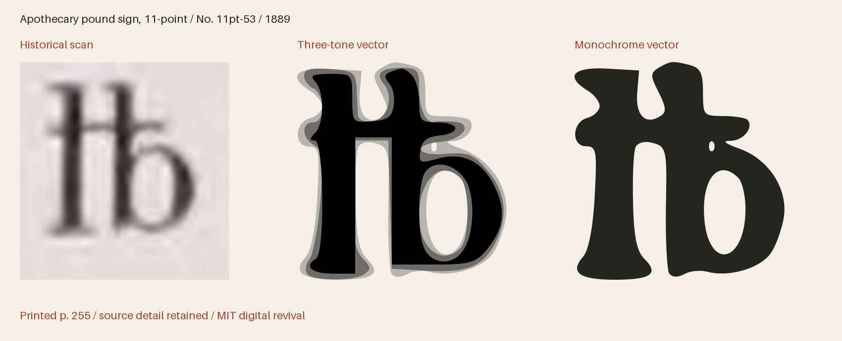 Historical scan beside the three-tone and monochrome vector revivals