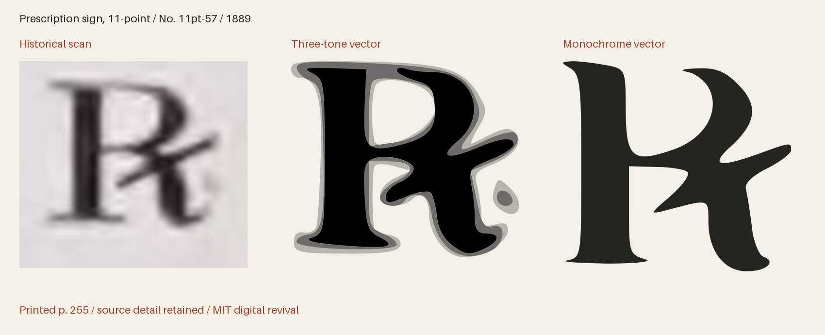 Historical scan beside the three-tone and monochrome vector revivals