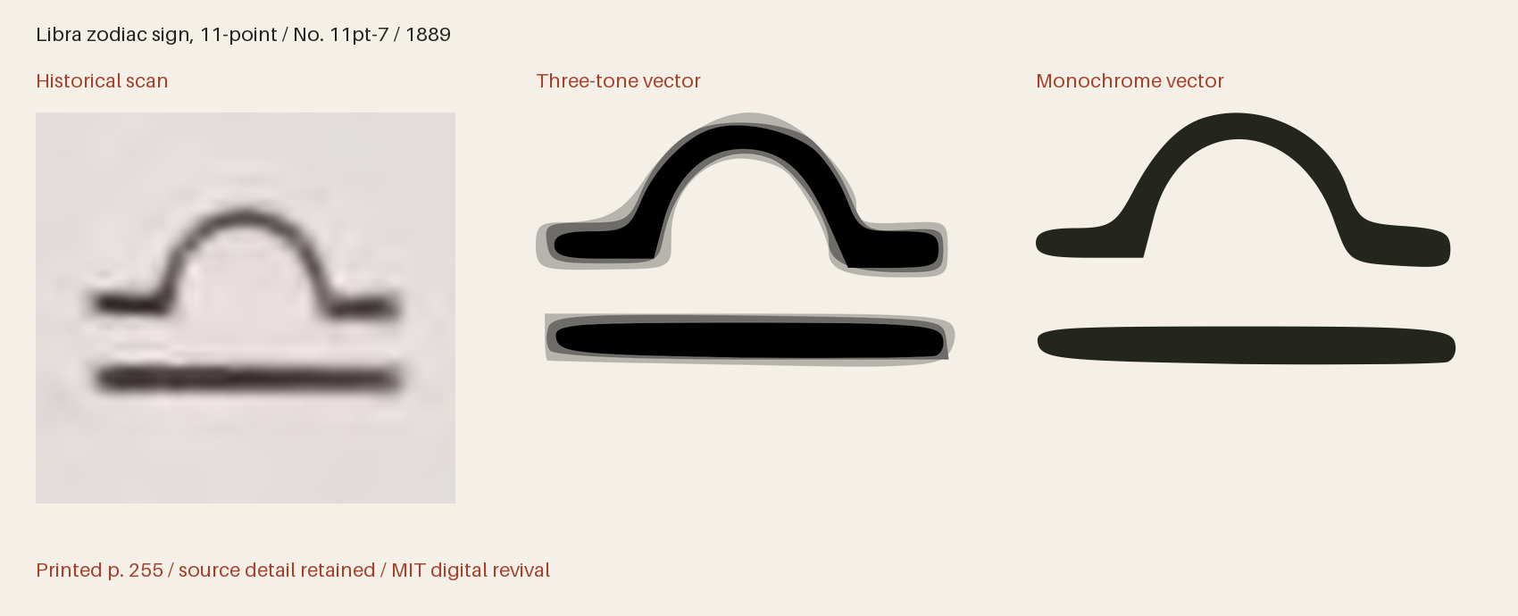 Historical scan beside the three-tone and monochrome vector revivals
