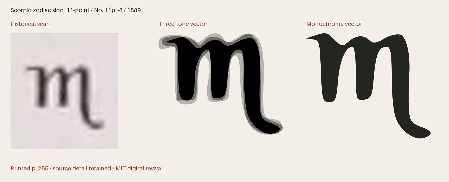 Historical scan beside the three-tone and monochrome vector revivals