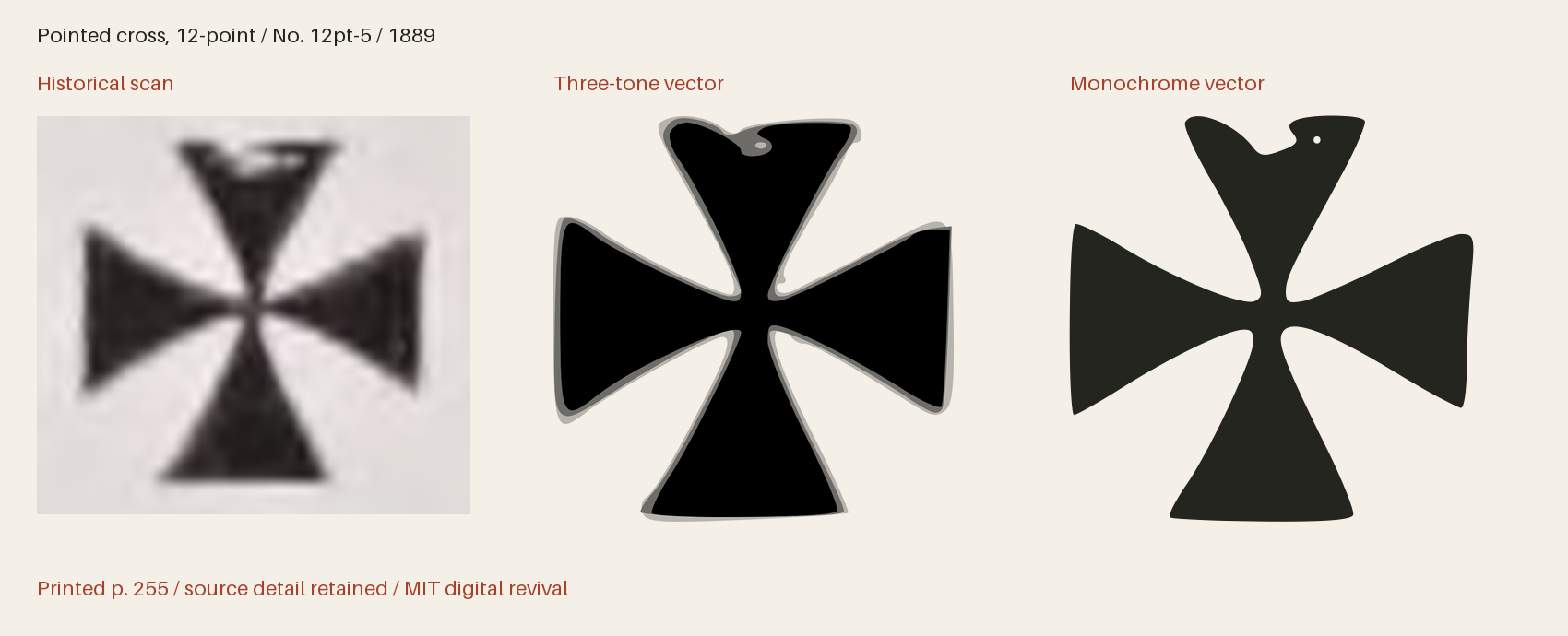 Historical scan beside the three-tone and monochrome vector revivals