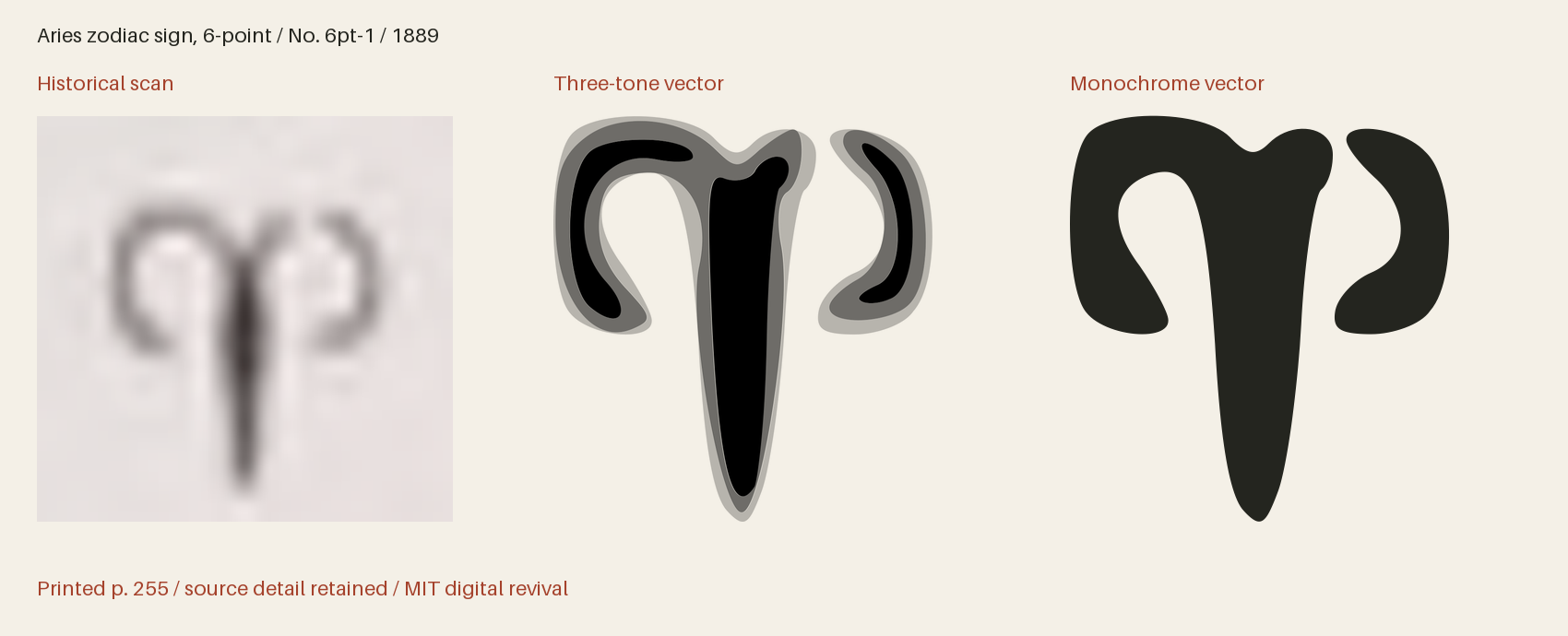 Historical scan beside the three-tone and monochrome vector revivals