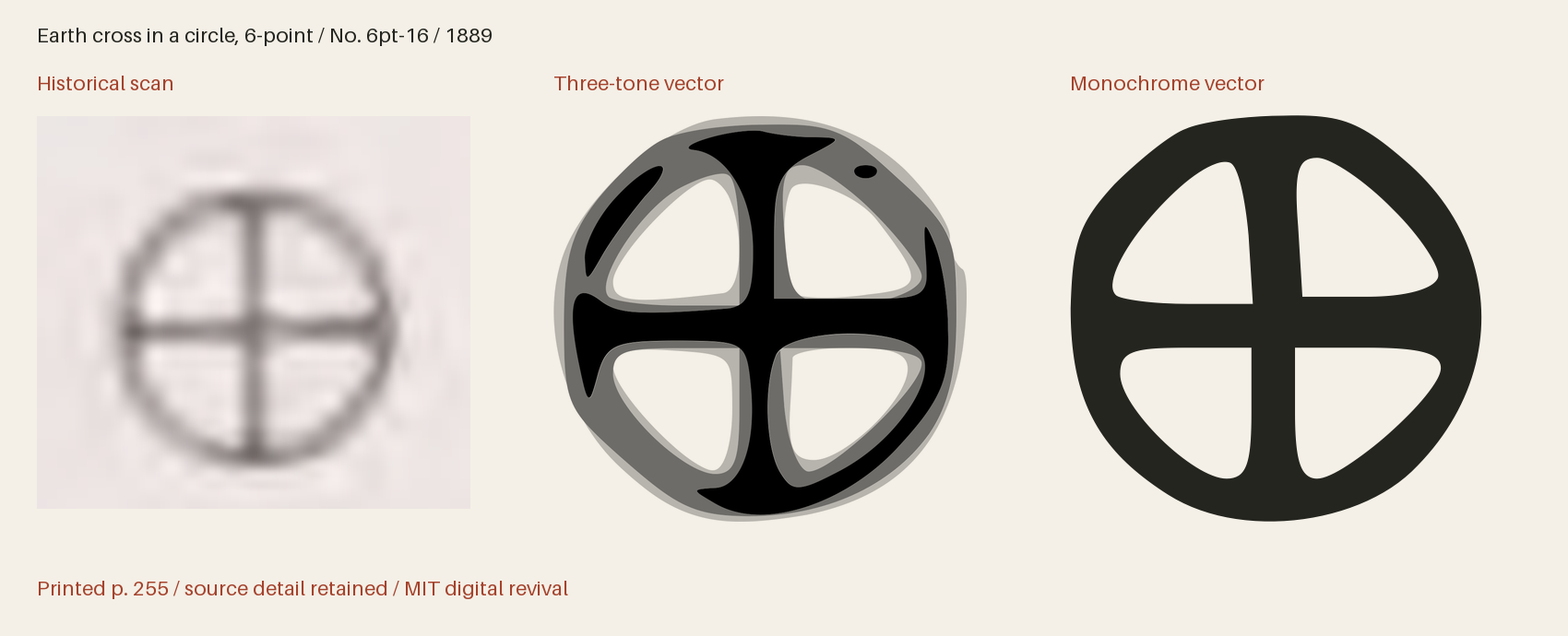 Historical scan beside the three-tone and monochrome vector revivals