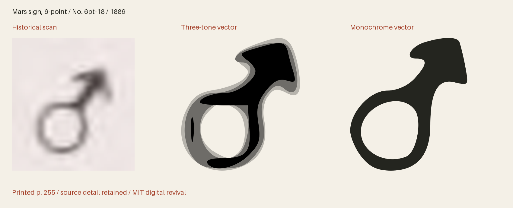 Historical scan beside the three-tone and monochrome vector revivals