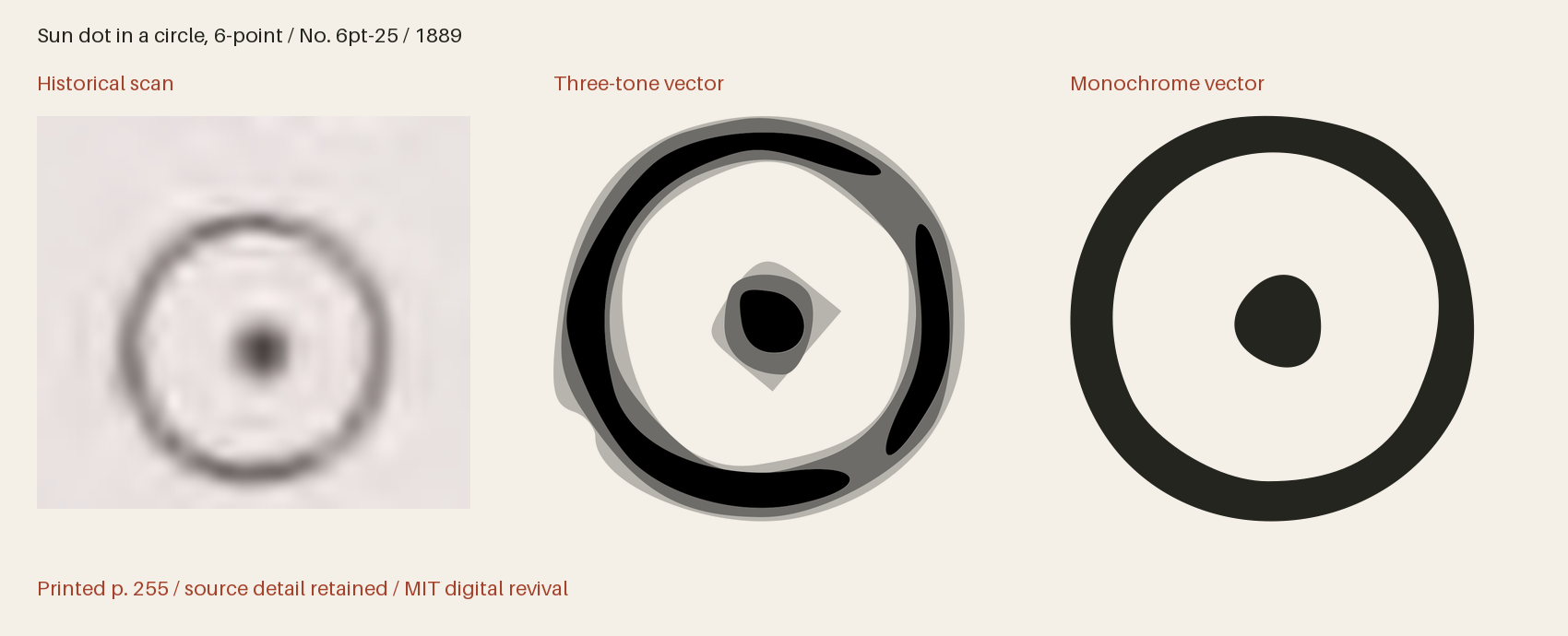 Historical scan beside the three-tone and monochrome vector revivals