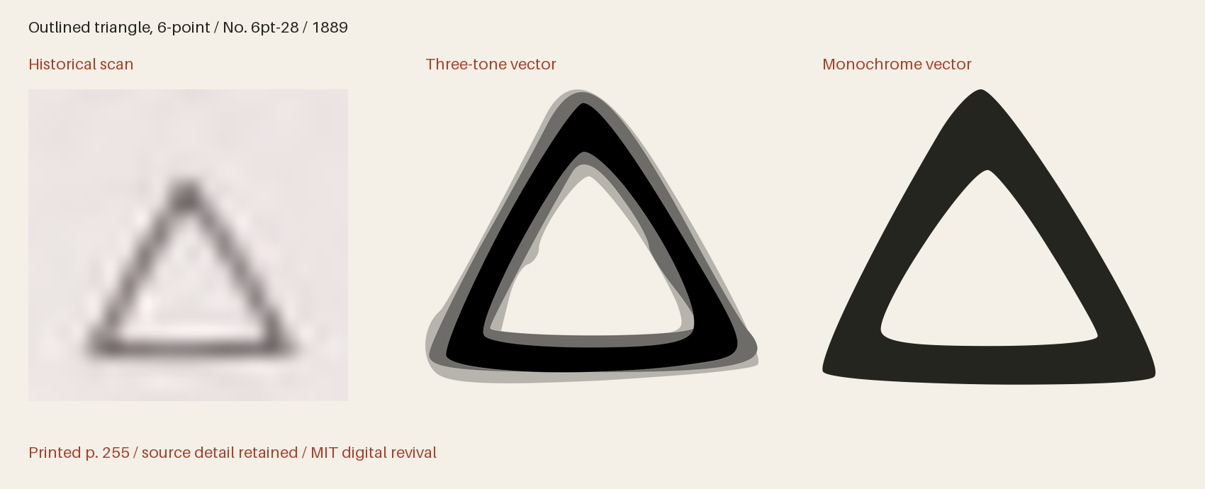 Historical scan beside the three-tone and monochrome vector revivals