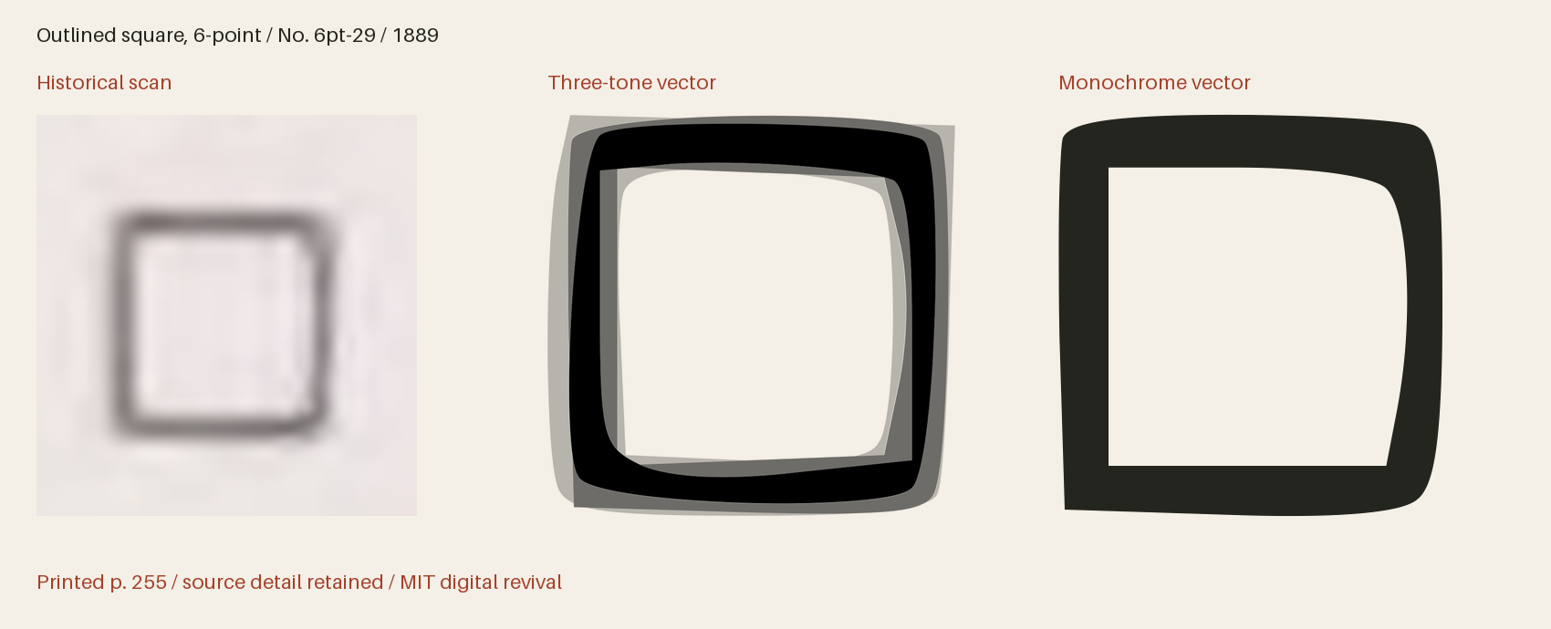 Historical scan beside the three-tone and monochrome vector revivals